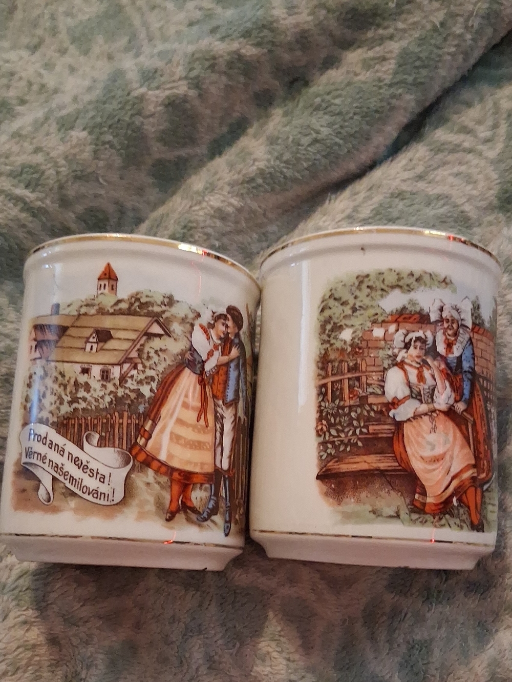 Vintage Cream Porcelain Mugs
